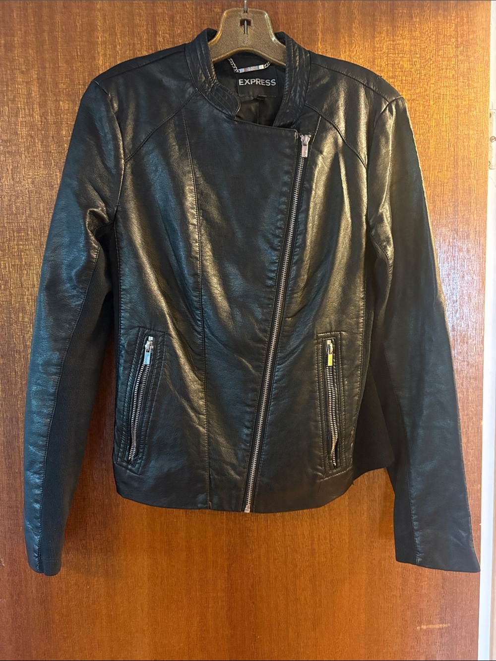 Express Black Faux Leather Asymmetric Moto Jacket